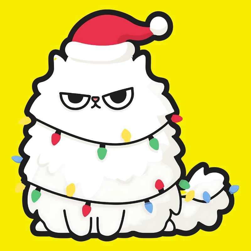 Grim Christmas Cat with Lights