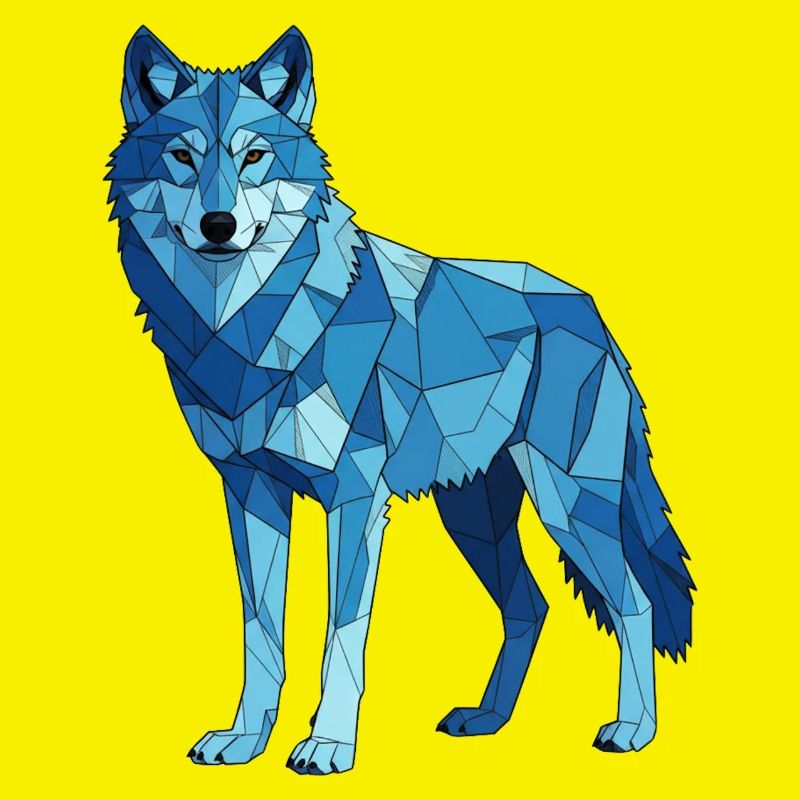 Blauer Polygonwolf