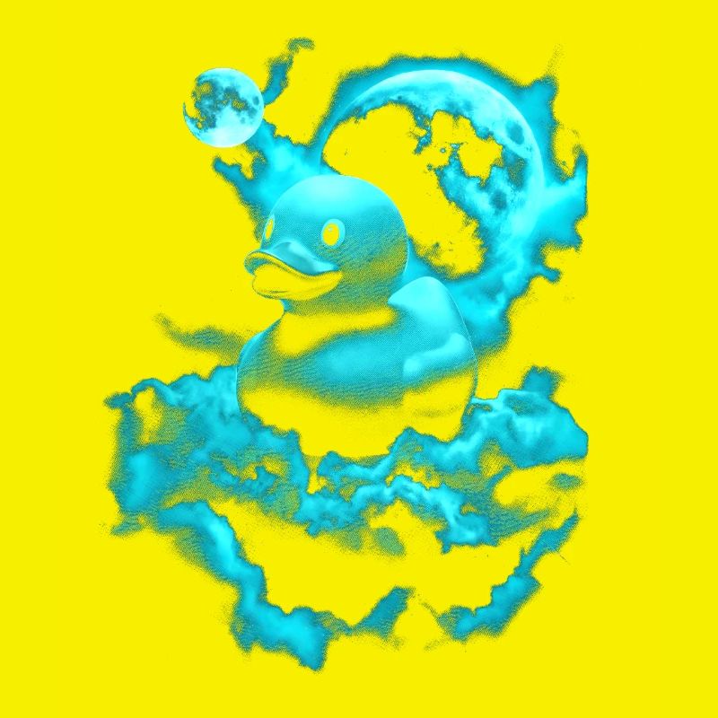 Neon room duck over blue cloud