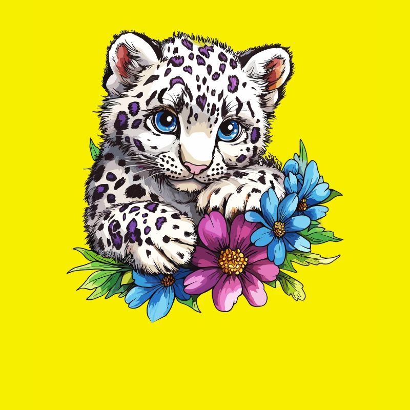 Chaton léopard avec des fleurs