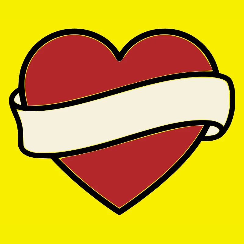 Tattoo Heart Banner Scroll Vector