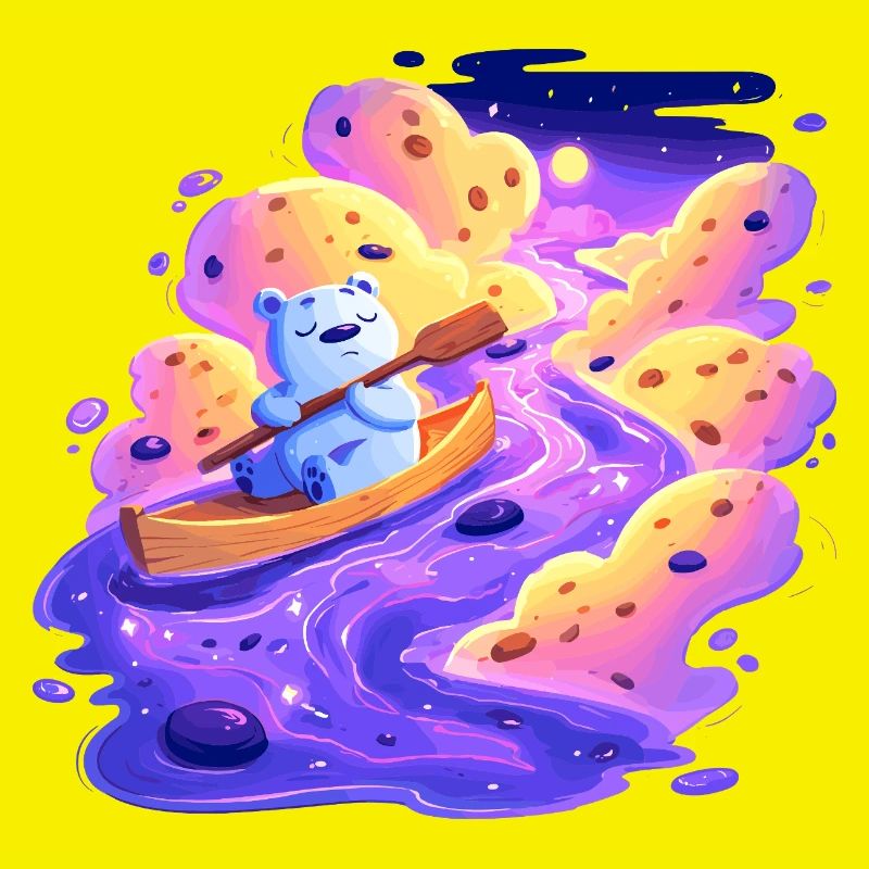 Balade en bateau panda dans le tourbillon violet