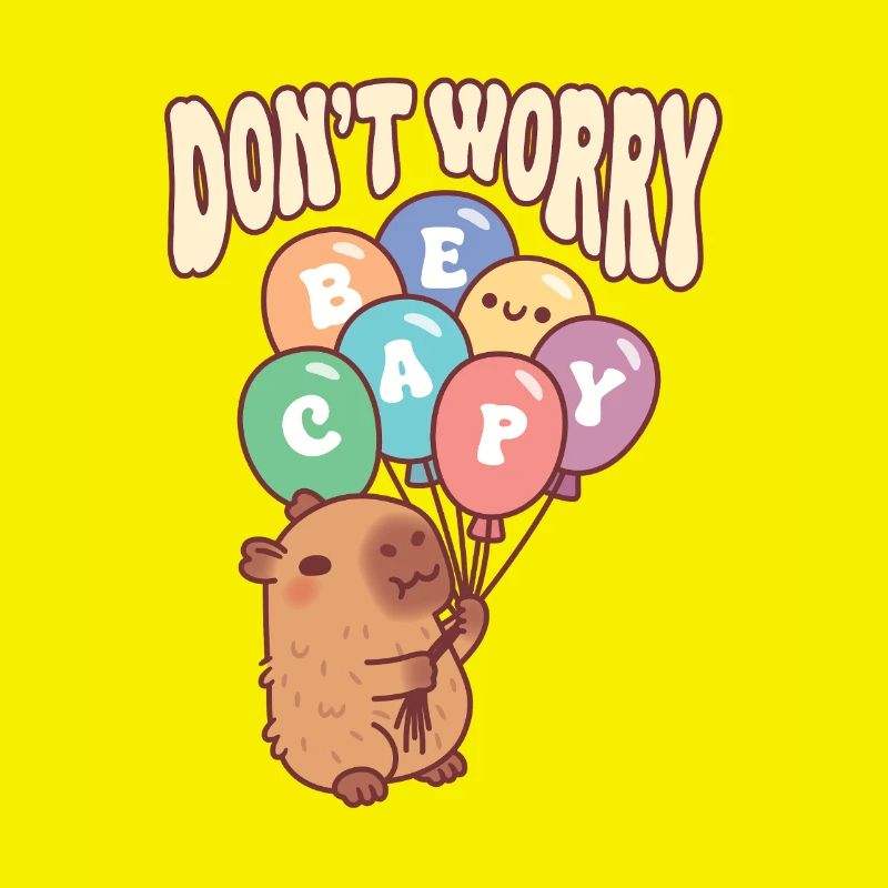Cute Capybara With Balloons Don't Worry Be Capy