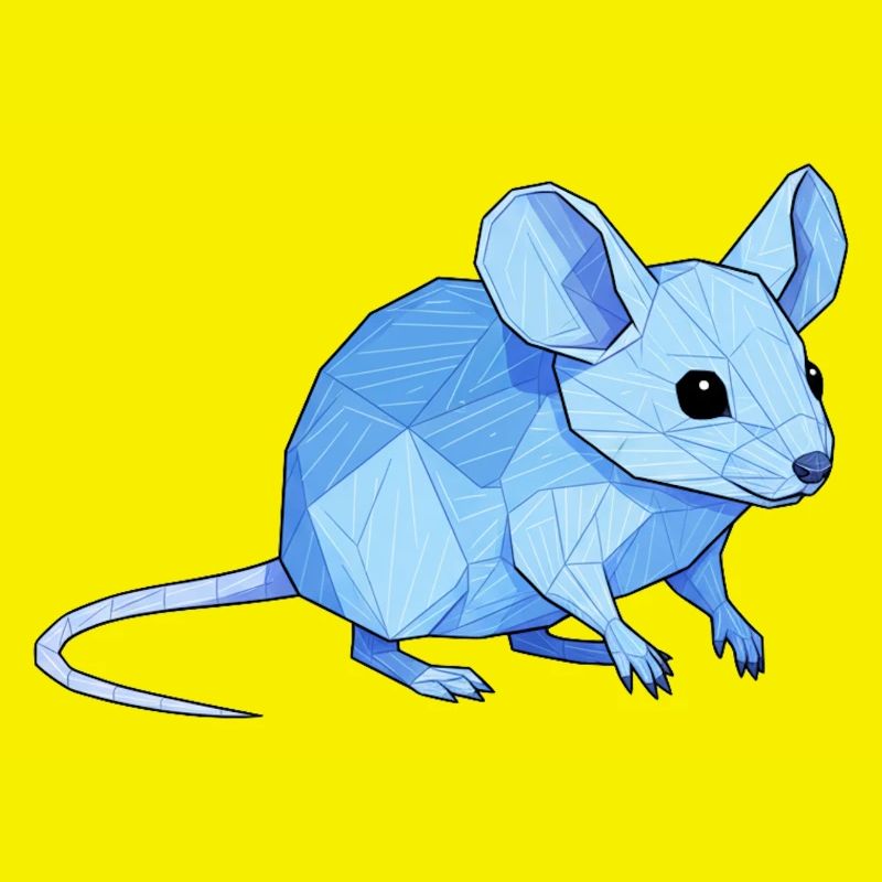 Blauer Low-Poly Maus