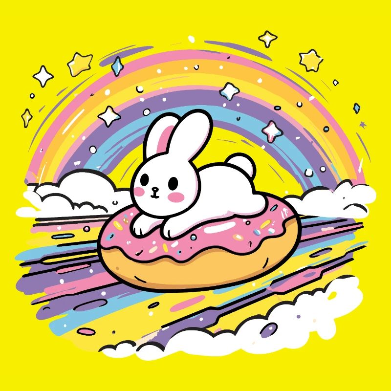 Rabbit on donut rainbow