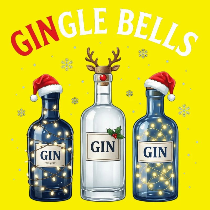 Gingle Bells Drôle de Gin Bottles de Noël Jeu de mots