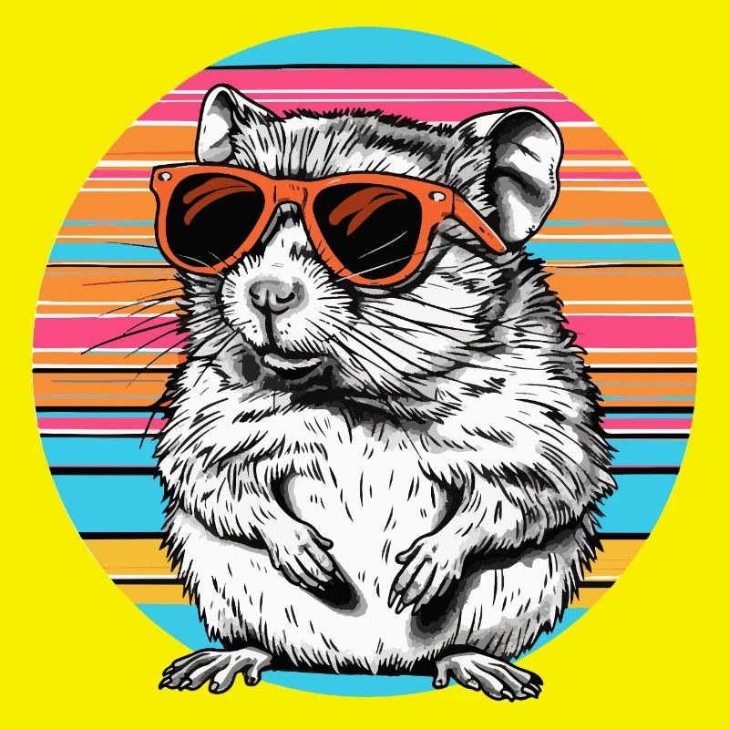 Lunettes de soleil hamster dans un arc-en-ciel rétro
