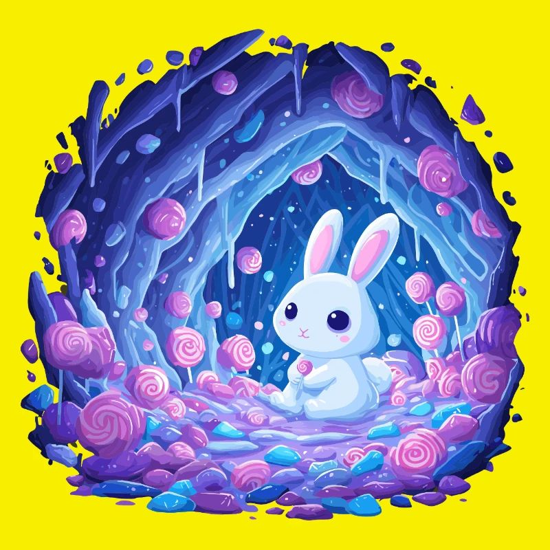 Moonlight Rabbit in the Rose Forest