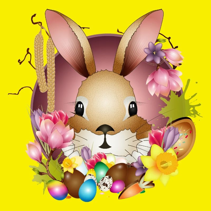 Adorable Easter bunny with Easter decoration