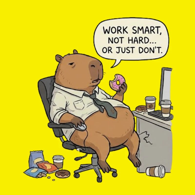 Capybara beaver at work: Lazy instead of work
