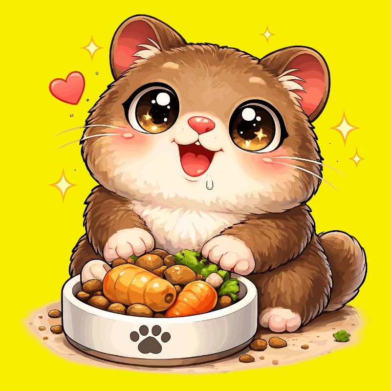 Chat câlin avec gamelle à manger