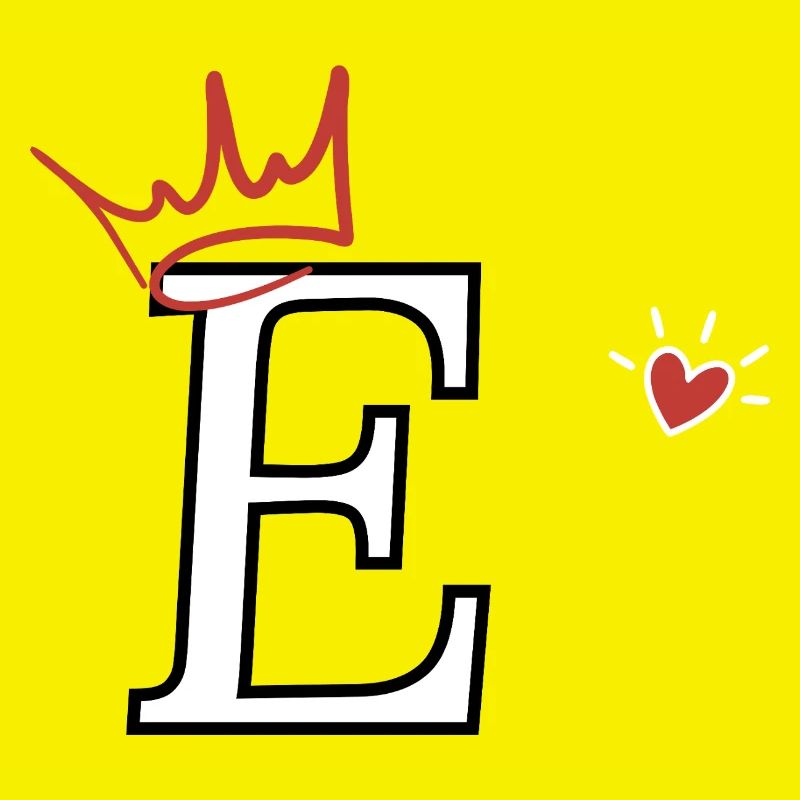 Lettre e couronne cœur 