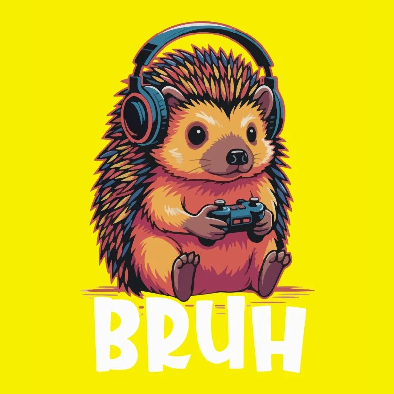 Gamer Igel mit Kopfhörern