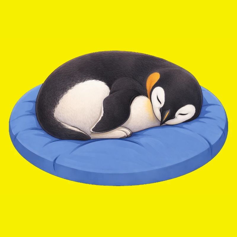 Cute Cartoon Penguin Sleeping Cuddling