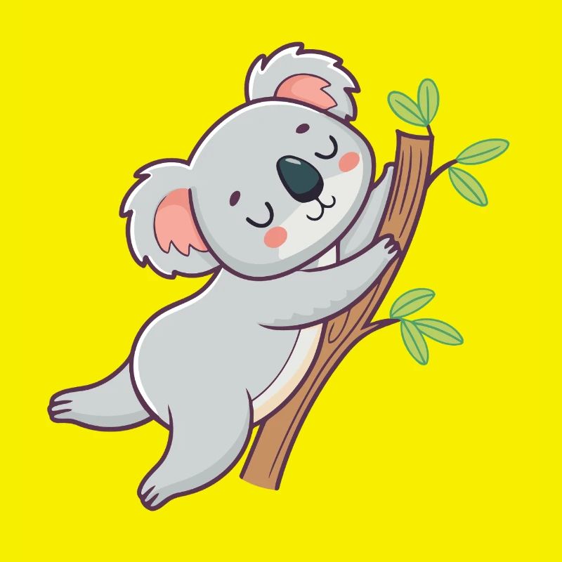 Cuddly koala on pastel branch
