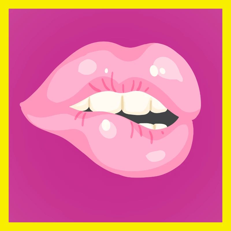 Glänzender pinker Lippenbiss auf Magenta