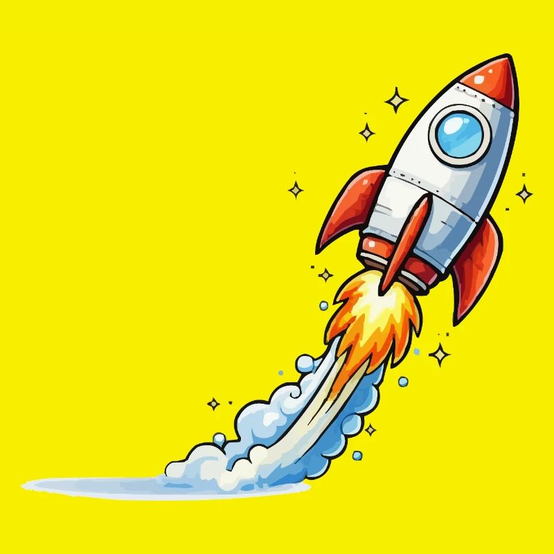 Rocket Launch Cartoon Design