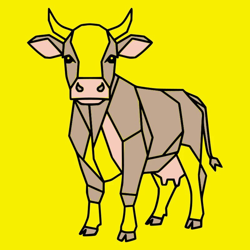 Vache géométrique Low Poly Modern