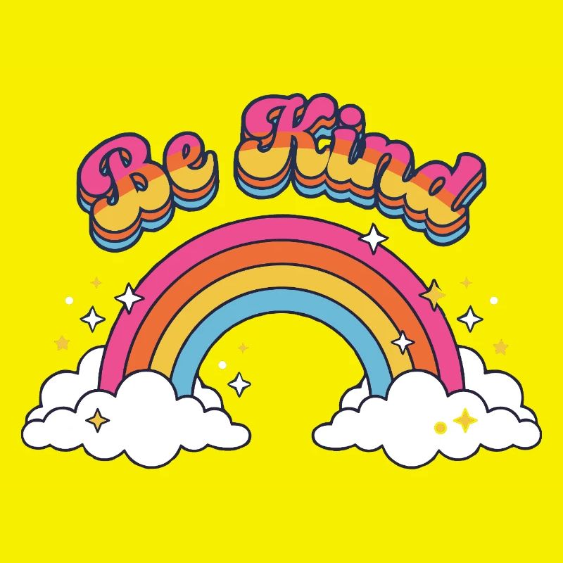 Sei freundlich Retro Regenbogen-Positive Vibes