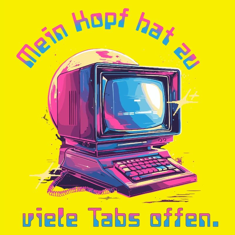 Vintage Computer Neon Tabs Offen