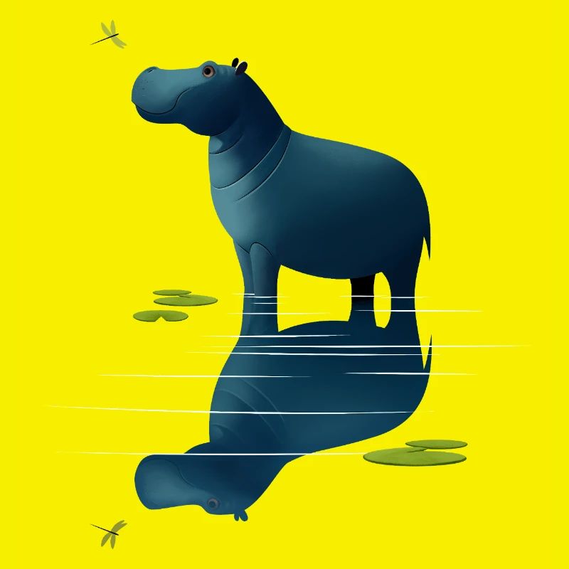 Hippopotame et libellule