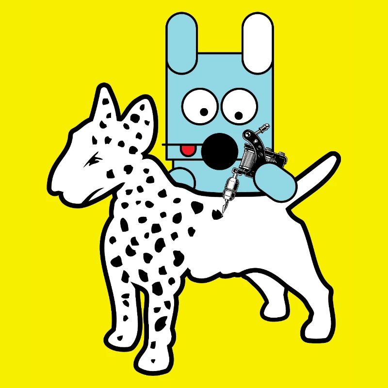 Blauer Bot-Hund mit Spritze