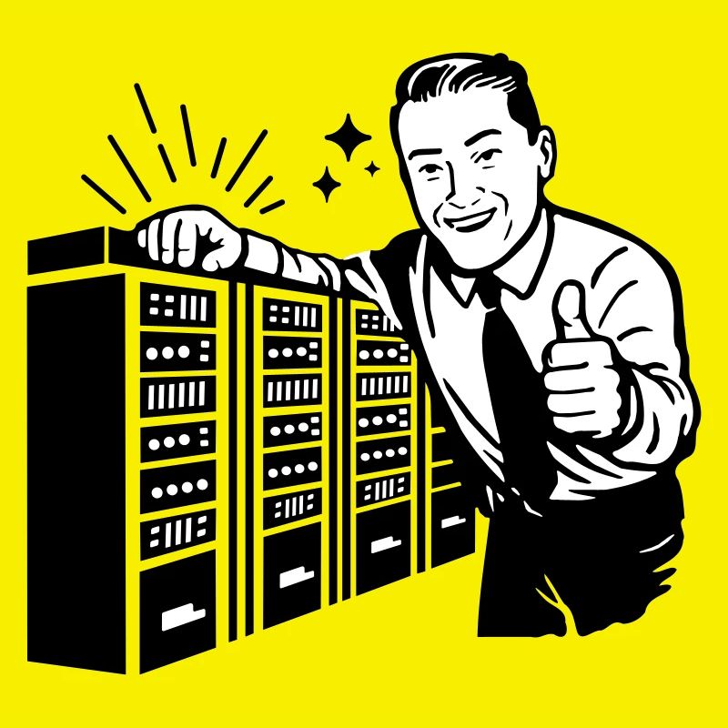 Rétro IT Admin Smiling – Support technique vintage