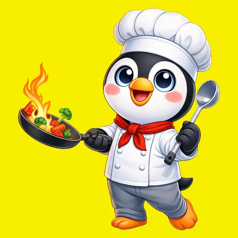 Cuisine animée de dessins animés Chef pingouin mignon