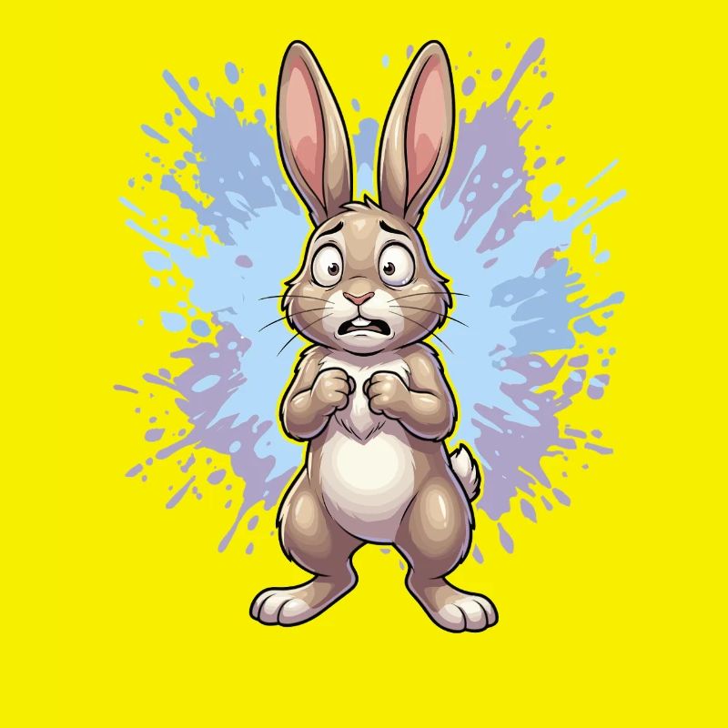 Lapin bouleversé avec éclaboussures de peinture
