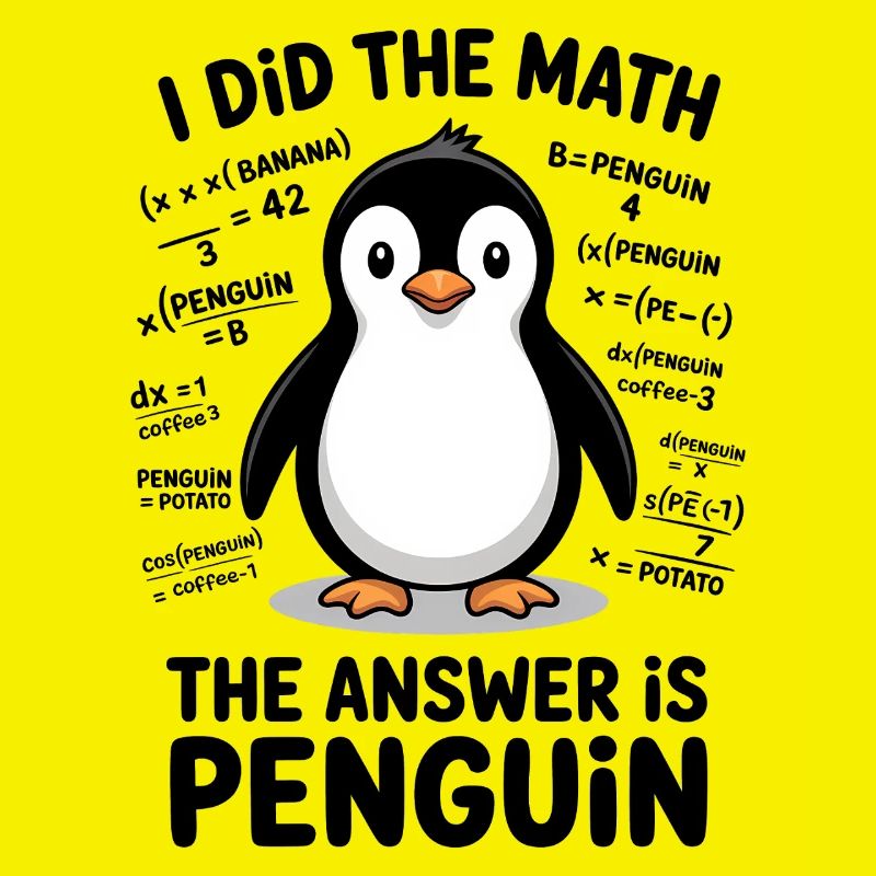 Math Sayings Penguin Funny Math Gift