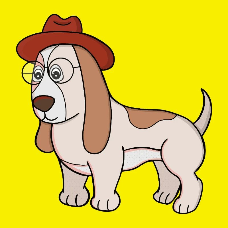 Brillen-Beagle mit Fedora