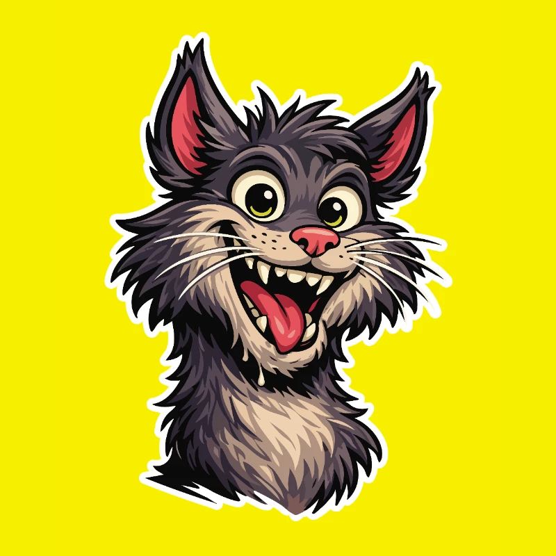 Fröhliches Bild einer lächelnden Cartoon-Katze
