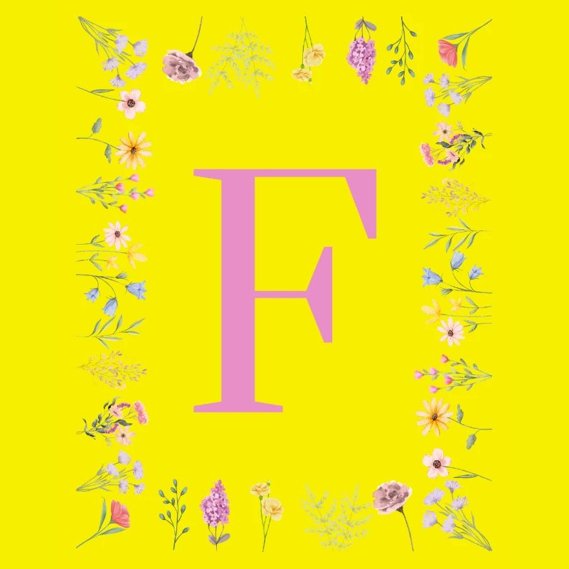 Florale Initialen "F", Buchstaben Monogramm 