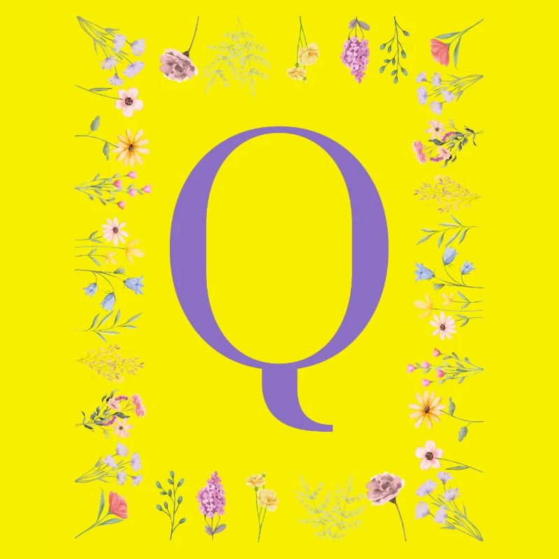 Monogramm "Q", florale Initialen