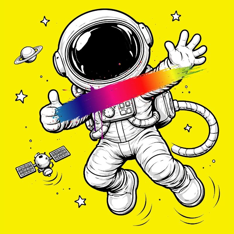 Astronaut Rainbow Splash Space Design