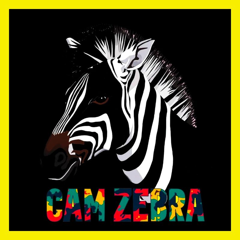 Silhouette de zèbre avec texte coloré CANZEBRA