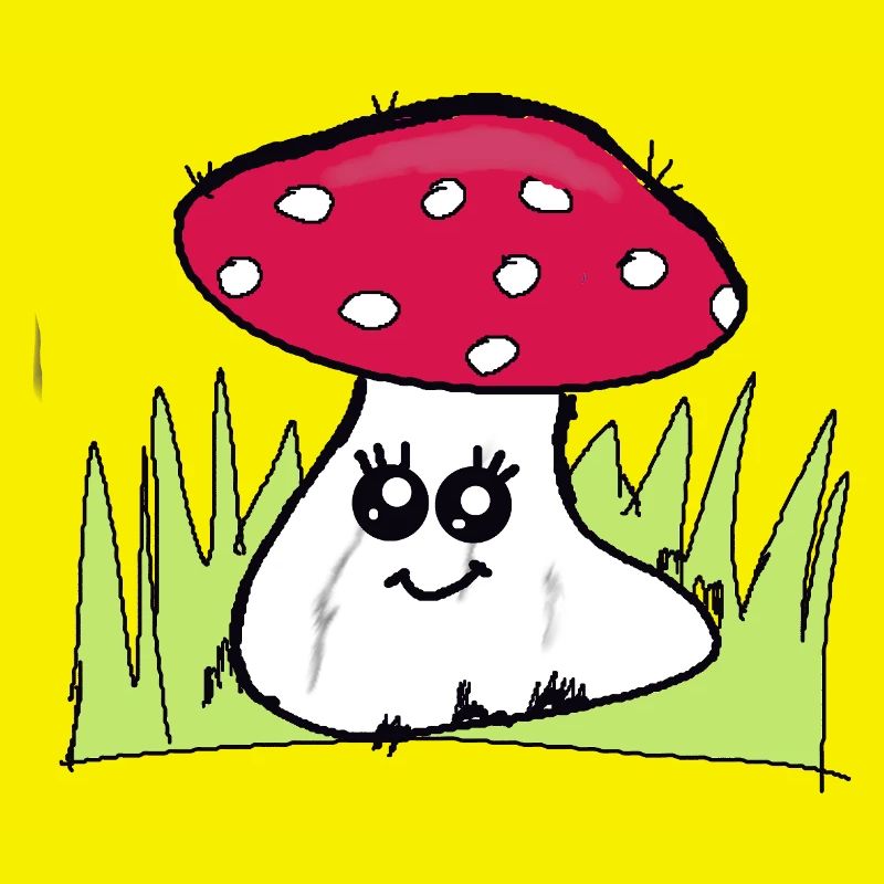 Zwinkernder Pilz mit rotem Hut