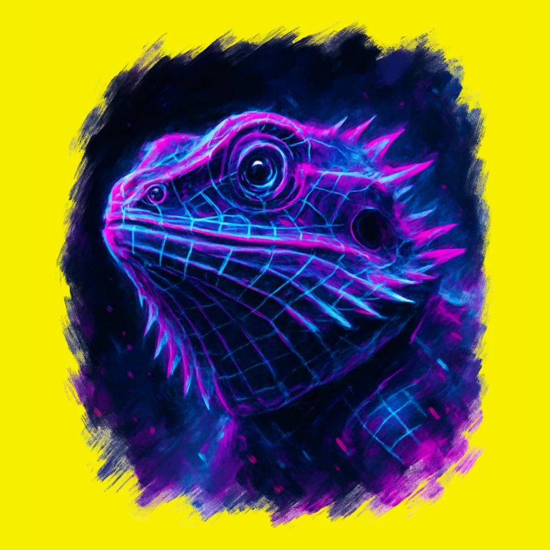 Bearded Dragon Cyberpunk Neon Synthwave