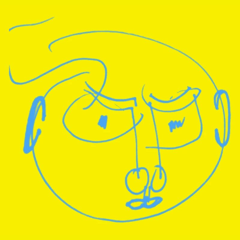 Blue Lines Portrait Doodle