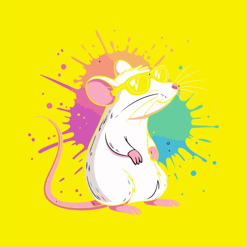 Elegant rat under colored shards