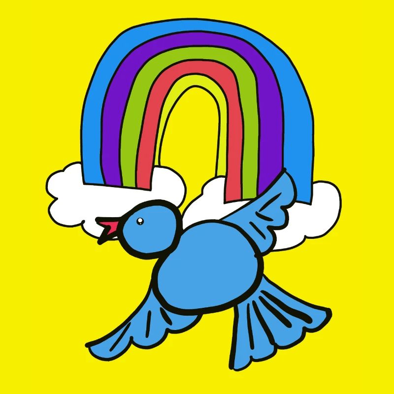 Rainbow Clouds Bird in the Sky