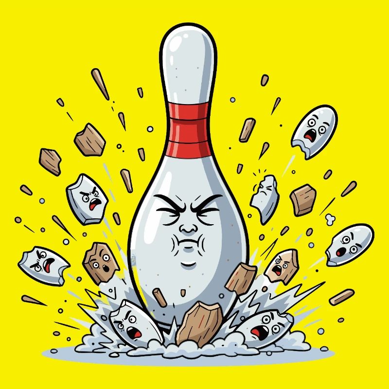 Dessin animé explosif de quilles de bowling