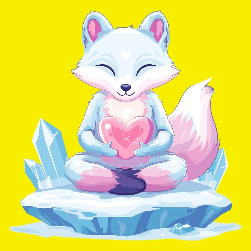 Pastell-Eisfuchs mit Herz