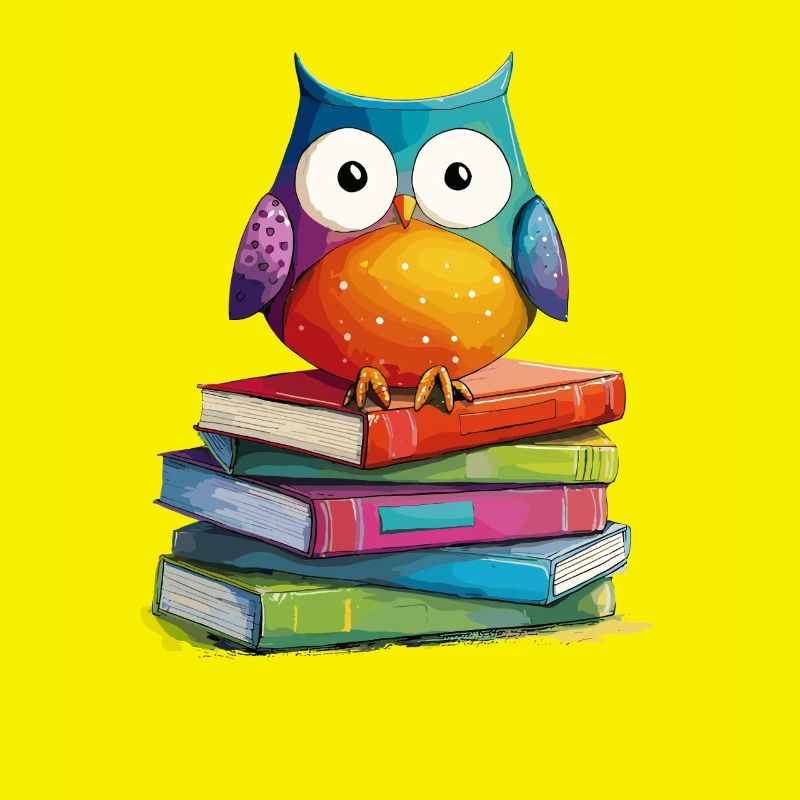 Bücherstapel Eule