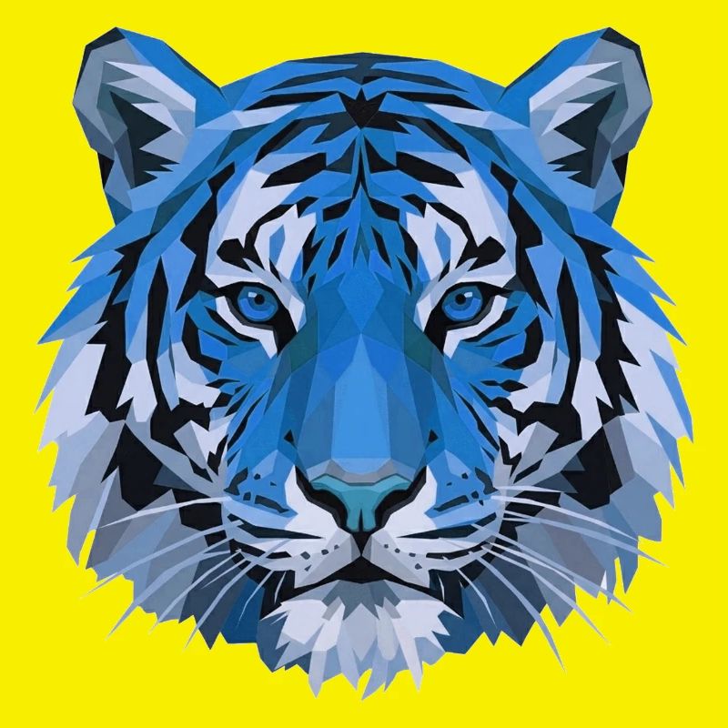 Blue Polygon Tiger Head
