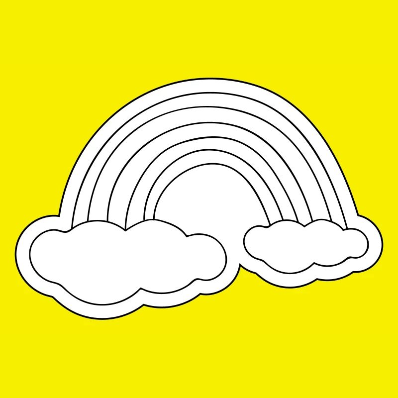 Minimalist rainbow on clouds