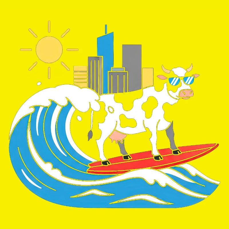 Vache surfeuse à la City-Wave