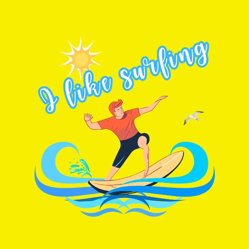 J’aime le surf – Design de plage d’été