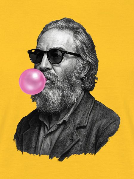 Walt Whitman mit Pinker Bubble