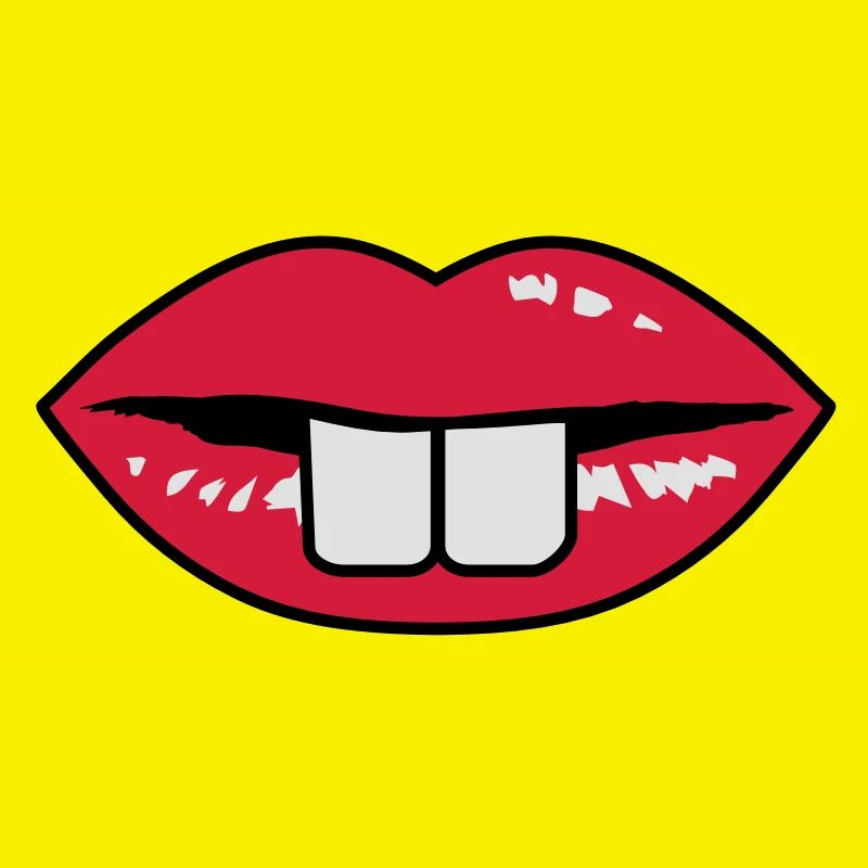 Buck teeth and red lips